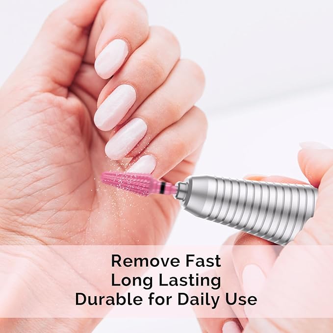 MelodySusie Professional Tornado Nail Drill Bits, 3/32'' Carbide Tungsten Multi-function Bits, Suitable for Manicure Pedicure Cuticle Gel Polishing, Salon Bits, Pink Blossom, Series Bit-X, XC