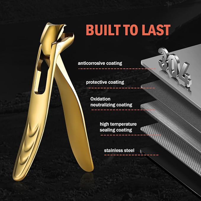 BEZOX Toe Nail Clippers for Seniors Long Handle - Toenails Clipper for Thick Nails, Fingernail Clipper for Men and Women - Golden