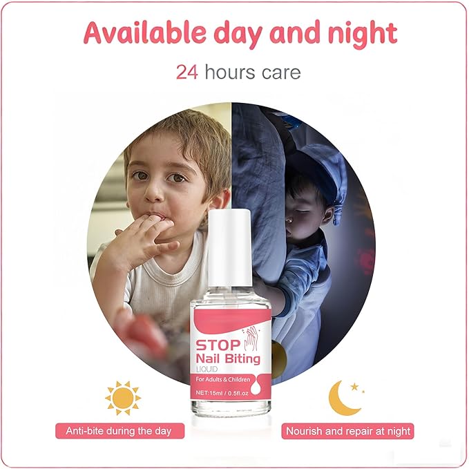 Bitter Nail Polish for Adults & Kids, Stop Thumb Sucking & Nail Biting Habit, Anti Nail Polish Solution, Nail Care Deterrent Formula 15ml / 0.5 fl oz