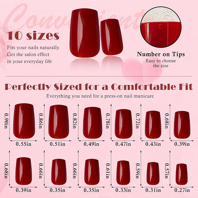 AddFavor Square Press on Nails Medium, 576pcs Square Fake Nails Full Cover Glossy Medium Nails Press on Acrylic False Nail Tips 24 Colors for Women