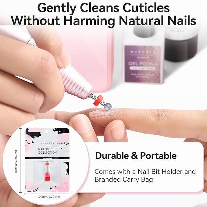Makartt Nail Drill Bit - Ball Shape Cuticle Clean 3/32'', Safety Carbide Diamond Professional Nail Bit Nail Cleaner for Dead Skin Nail Prepare Two Way Rotate Manicure Nail Salon Supplies (Fine - F)