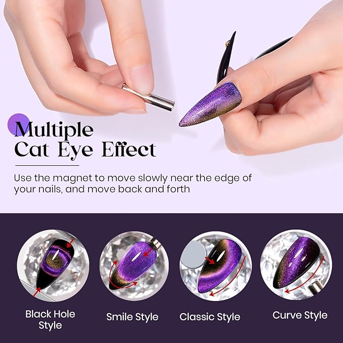 MIZHSE Cat Eye Gel Nail Polish Set 9D Galaxy Cat Eye Gel Polish Soak Off U V LED Chameleon Magnetic Nail Gel Polish Kit Varnish With Magnet Stick
