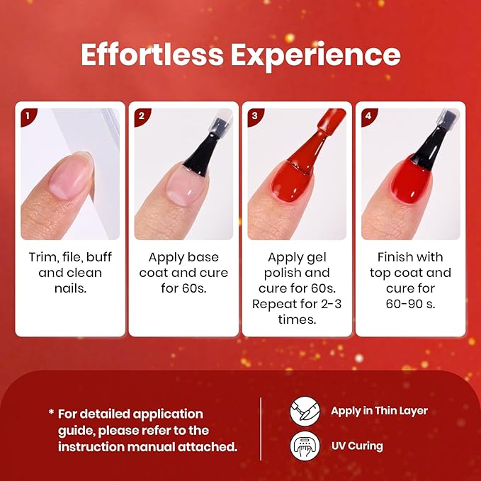 beetles Glitter Red Gel Polish - Passion Rush Collection Glitter Nails, Red Orange Gold Gel Polish Shimmer Nails Art Soak off Uv LED Manicure Gift Set Nail Trend Gift for Women