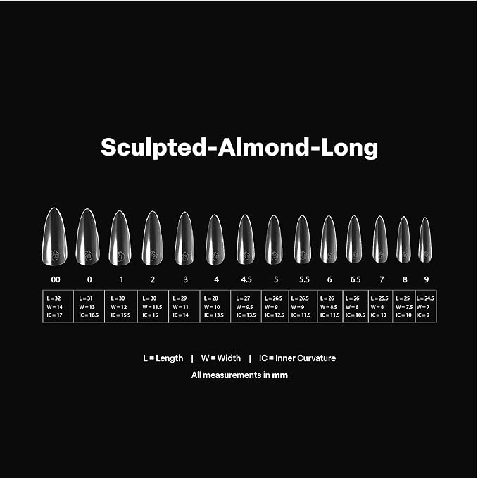 Apres Gel-X® Almond Box of Nail Tips | 280 Gel-X Tips, Soft Tips, 14 Sizes 00-9 | Half-sizes Included (Sculpted Almond Long, 280 Count)