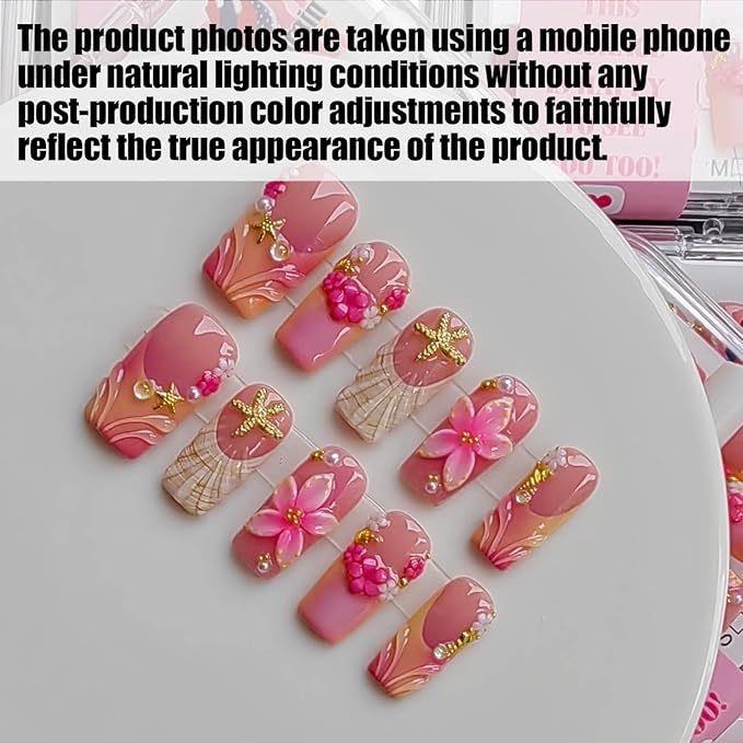 Handmade Press on Nails Medium Square Shape,Professional Handcrafted Design Glue on Nails for Women 10pcs M Size Pattern 1106