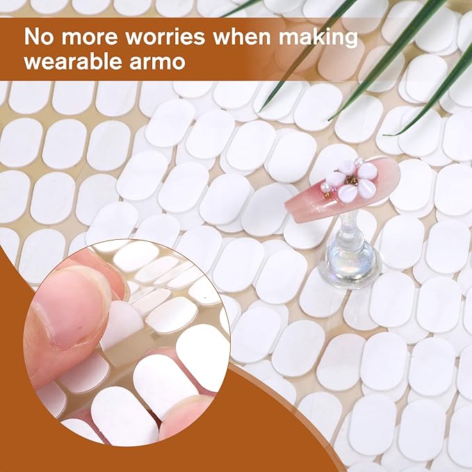 600 Pcs False Tip Double Sided Adhesive Tapes with Tweezers, Waterproof Breathable Double Sided Nail Glue Stickers for Nail Art Holder Pre-Cut Display Strips