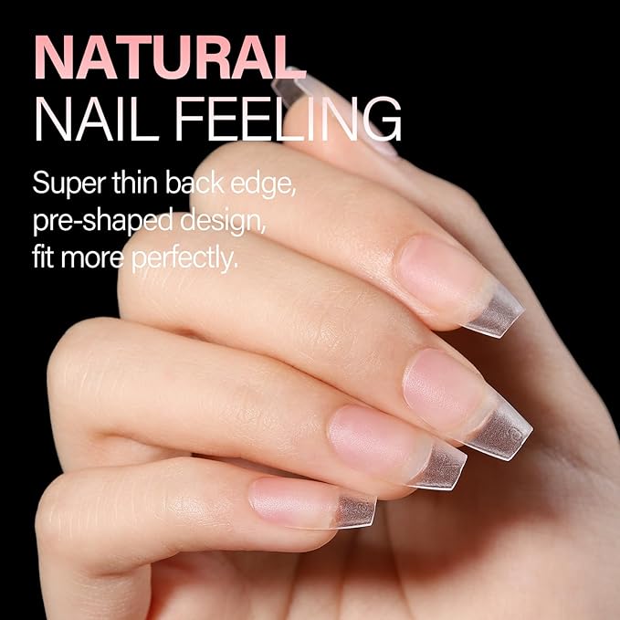 AILLSA Short Coffin Nail Tips 450PCS Full cover Double-sided Matte Gel Nail Tips Adhesion Pre-Shaped Press on Nails Tips for Home DIY Nail Arts Salon 15 Sizes