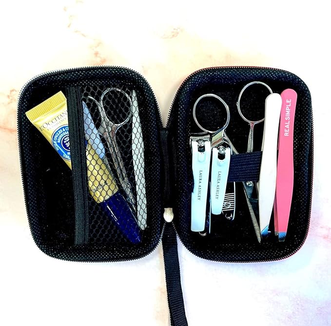 AGOZ 4.25" x 2.75" x 1.5" Mini Case for Manicure, Small Hard Travel Pouch with Wrist Strap for Nail Care Tools, Water Resistant and Anti-shock Unisex Case for Manicure Pedicure Kit (Purple)