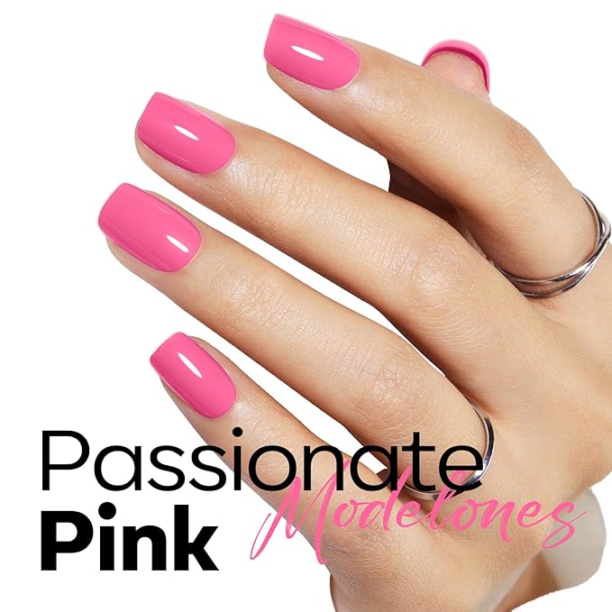 modelones Pink Gel Nail Polish Hot Pink Nail Polish Pastel Rosy Gel Polish Valentine Nails Manicure 15 ML