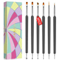 SAVILAND Nail Art Brushes Set - 6pcs Double-End Nail Art Tools Professional Nail Art Kit Dotting Tools Line Pen Painting Brushes for Gel Polish Nail Design French Manicure
