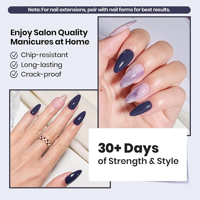 Beetles Builder Gel for Nails-Indigo Nocturne 0.5 oz 8 in 1 Nail Thickening Strengthening Building Apex for Beginner DIY Salon at Home, Deep Blue Gel Builder for Stpatrick Nails,UV & LED Lamp Needed