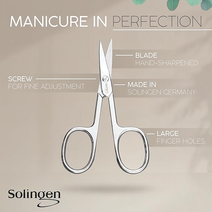 Manicure Set Solingen Made in Germany - 7 Piece Exclusive Finger & Toe Nail Clippers Kit for Women and Men in Vegan Leather Case, Color Jeans