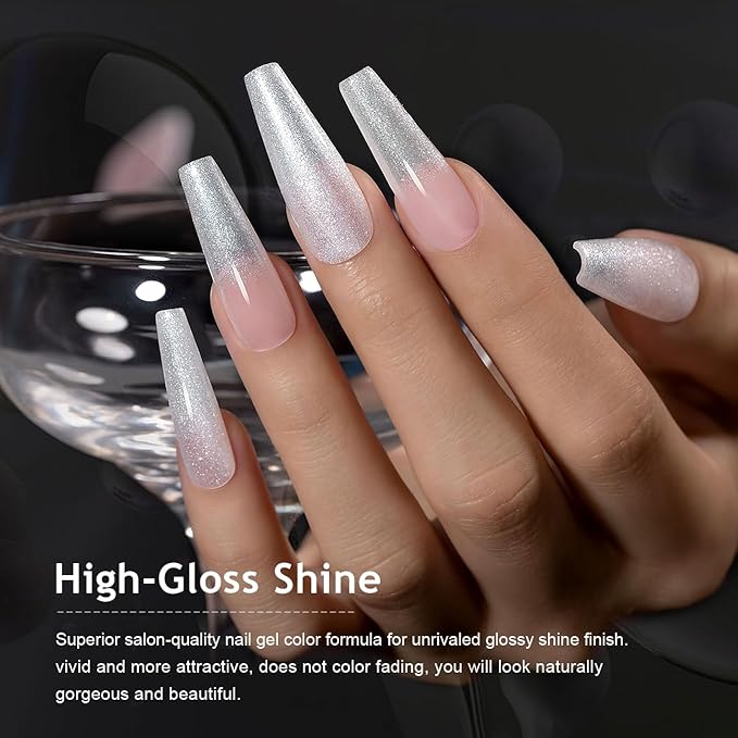 RARJSM Glitter Gel Nail Polish Pearl Shell White Chunky Sparkle Diamond Rainbow Shimmer Jelly Iridescent Gel Polish Single Bottle Soak off UV LED Cured for Home Salon Manicure 15ML 1PC