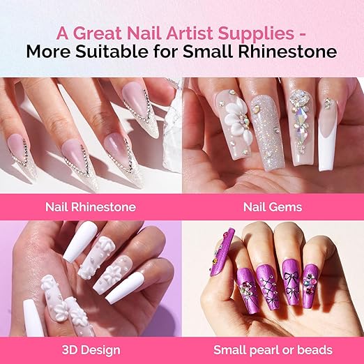 MelodySusie Nail Rhinestone Glue Set, 3D Gel Nail Art Design Strong Adhesive Nail Gem Glue for Nail Charms Gems Jewelry Decoration DIY Manicured at Home Cured Need Beauty Gifts for Women