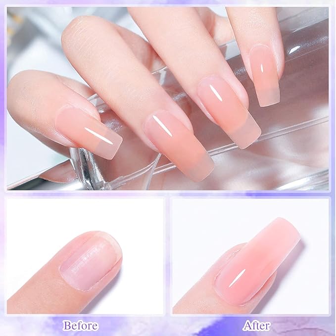 Saviland Builder Nail Gels Kit - 60 g Nudes Pink Nail Extension Gel Set Nail Strengthen Hard Gel Nail Art Manicure Set with Acrylic Nail Brush & 100PCS Nail Forms for Beginners
