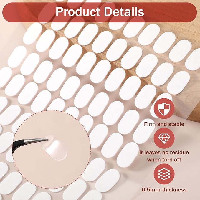 TIESOME 600 PCS False Tip Double Sided Adhesive Tapes, White Pre-Cut Nail Display Strips Press on Adhesive Tabs Nail Art Glue Stickers for Nails Art Holder Nails Display Book