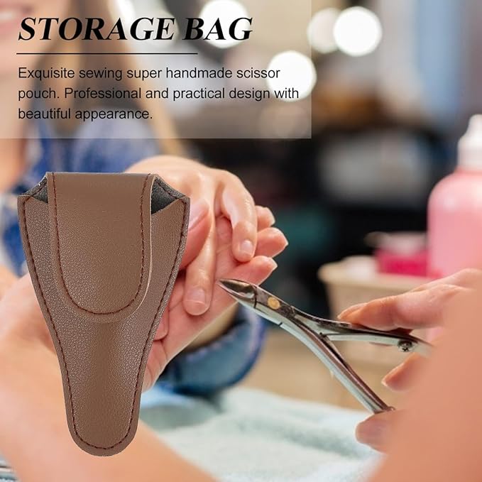 Housoutil Cuticle Nipper Cover, 3PCS Leather Pliers with Snap, Portable Edicure Scissor Pouch, Cuticle Scissor Storage Container