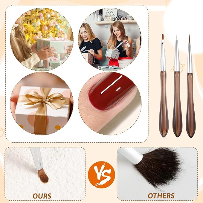 2PCS Nail Art Brushes, Flowers Drawing Pen Versatile Nail Drawing Pen NailTools Dual End NailPen Brush Acrylic Round Flat Painting for Petals Leaves and Intricate Art Designs