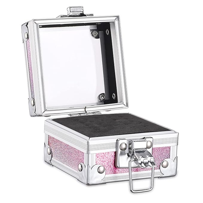 Noverlife Nail Drill Bit Holder Box, Pink 25 Holes Nail Art Polishing Grinding Drill Bit Holder Organizer Container Professional Manicure Tools