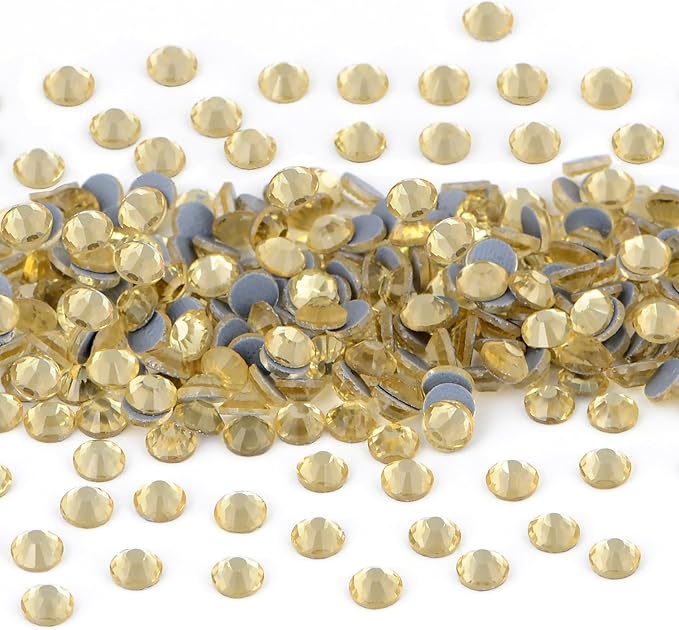 NCB 2880pcs Hotfix Rhinestones, Round Flatback Crystal Glass Hot Fix Rhinestones for Crafts Clothes Shoes Shirts Caps Decoration (Light Yellow, SS10 2.8mm)
