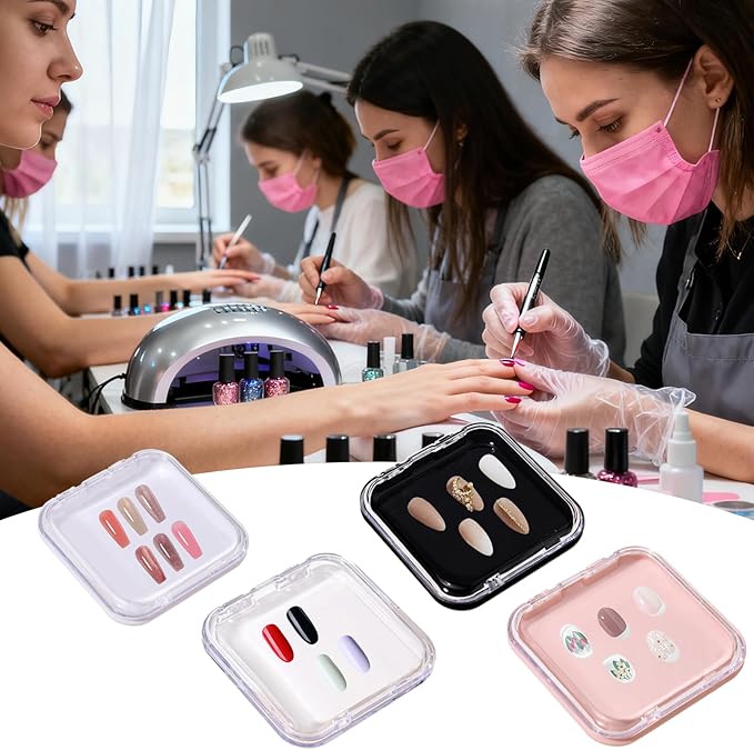 24Pcs Press on Nail Box Packaging, Nail Container for Press Ons Storage with 60Pcs Adhesive Double Sided Tape