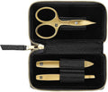 ZWILLING Beauty TWINOX 4-pc Gold Manicure Set with Black Leather Case, Care for hands and feet with nail clippers