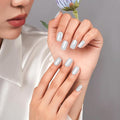 DANNI & TONI Semi Cured Gel Nail Strips Gray (Slate) Winter Solid Color Gel Nail Stickers Grey 28 Stickers