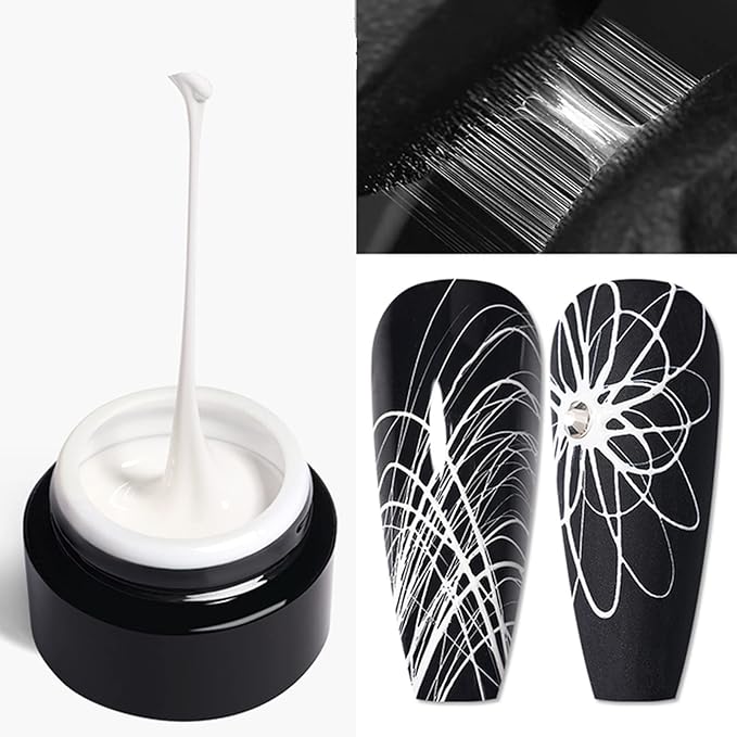White Spider Gel for Nails, White Gel Paint for Nails Art UV LED DIY Design Manicure Spider Paint Nail Gel for Nail Art