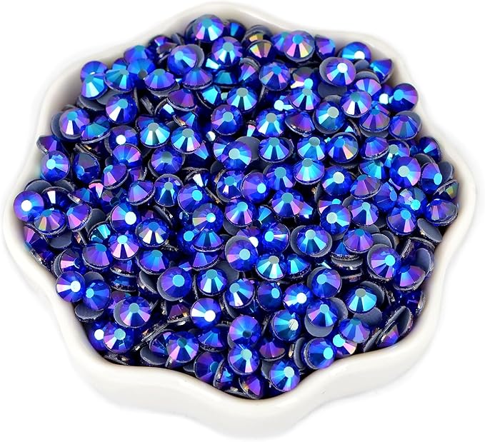 144 Pieces SS30 Sapphire AB Hotfix Rhinestones Flatback Round Crystal Glass Rhinestones Gems for Crafts Nail Face Art Clothes Shoes Bags DIY
