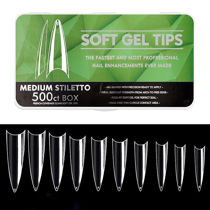 Soft Gel Curved Nail Tips, Full Cover Clear Gelly False Nail, Half Matte Acrylic Fake Nail, Press on Nail Tips Set for Extension, Home DIY Salon Manicure Nail art (Half Cover 5, 550PCS)