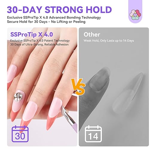SAVILAND Pro Solid Nail Glue & Remover Kit: 30-Day Solid Adhesive Kit with U V Lamp 20g Gel & 3ml Fast Nail Glue Remover Pen for X Nail Gel Extension System