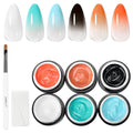 AIMEILI Ombre Gel Nail Polish Kit, Vegan, Cruelty Free, Gradient Blush Effect Solid Gel Polish 6 Colors Pat Painting Gel with Nail Sponge Drawing Brush
