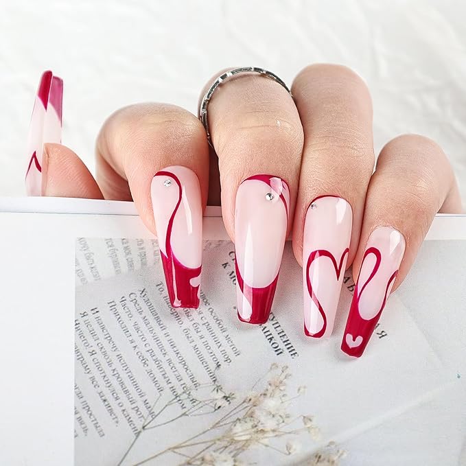JODSONE Dark Red Swirl Nail Art Liner Gel Polish,10ml Classic Color 3D Nail Art Pens Effect Nail Print Design with Thin Brush for French Tips Manicure Painting DIY at Home - LB22
