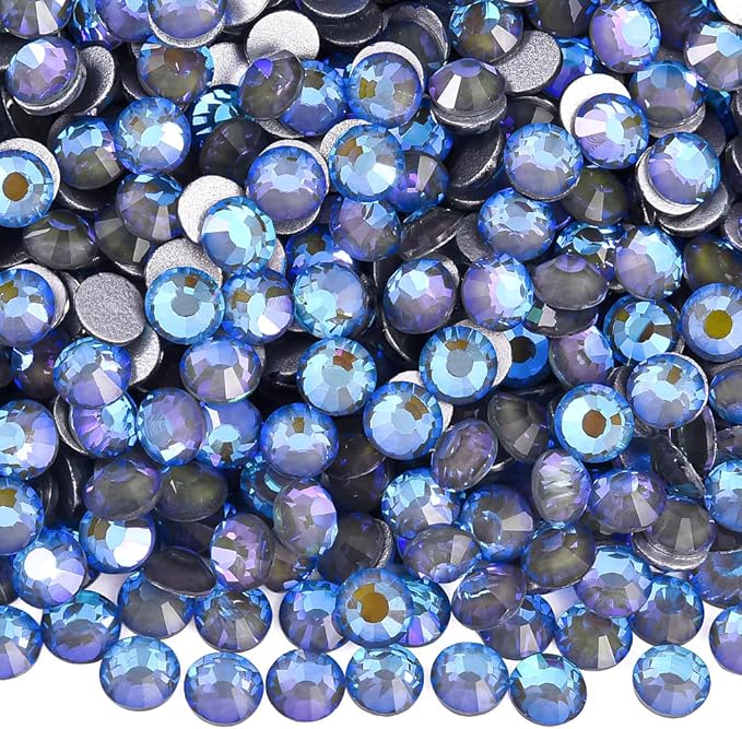 Blinginbox Rhinestones for Crafting,Flatback Rhinestones Glass Gems Stones Round Gemstones Non-Hotfix Crystal for Crafts Nail Decoration,Galaxy Sky Crystal(1.9-2.0mm) SS6/1440pcs