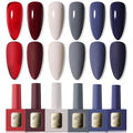 6Pcs 12ml Gel Nail Polish Set with Red White Blue, Gel Polish Kit for Salon DIY at Home, Soak Off LED UV Gel Nail Polish, Gifts for Women Girls