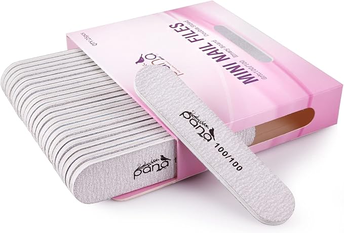 25pcs - PANA Mini Double-Sided Emery Nail File for Manicure, Pedicure, Natural, and Acrylic Nails - Zebra (Grit 100/100)