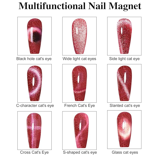 Multifunctional Nail Magnet,Cat Eye Magnetic for Nails,Detachable Design with Solid Wood Shell Protection,Strong Magnet for nails Salon Art Tools(Original Wood)