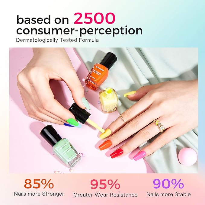 Morovan Nail Polish Set Fingernail: 2026 Nail Gift 30PC Glitter Bright Air Quick Dry Nail Polish Kit with 2-in-1 Base Top Coat Regular Pack Finger Nail Art Gift for Women Girls