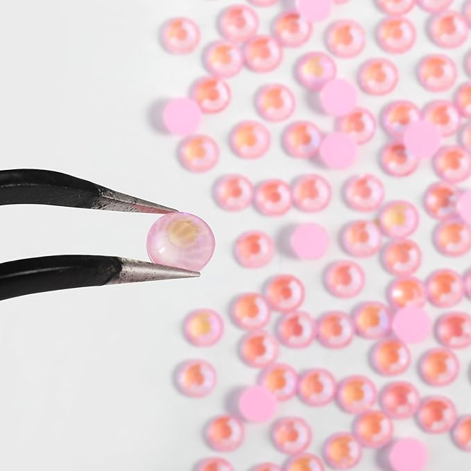 Beadsland 1440pcs Flat Back Crystal Rhinestones Round Gems for Nail Art and Craft Glue Fix, Luminous Pink, SS6, 1.9-2.1mm