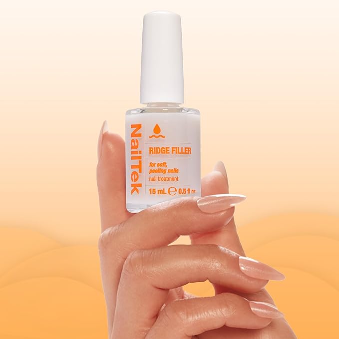 Nail Tek Ridge Filler Formula 2 – Clear Ridge Filler for Nails Base Coat, Nail Strengthener Polish for Soft & Peeling Nails, 0.5 fl oz
