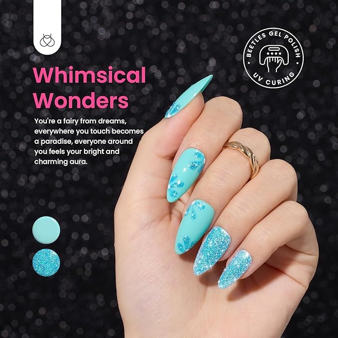 Beetles Chameleon Gel Nail Polish Set- 6 Colors Sparkle Pink Purple Blue Glitter Gel Polish Kit Chameleon Crushed Diamond Multifunction Soak off Uv Nail Gel DIY Manicure Spring Gift for Women
