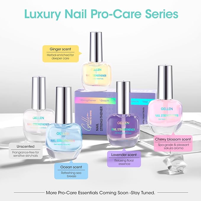 GELLEN Nail Strengthener, 8-In-1 Pro Care Strengthens & Protects Nails Growth Calcium Keratin Active Nourish Nail Repair Growth Treatment for Weak Nails, Air Dry Clear, Non-Polish, 15ml Unscented