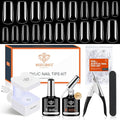 modelones X Nail Gel Kit, Square Nail Tips, 9-in-One Glue Prep Dehydrator & Portable Mini U V Light Acrylic Clipper, 500Pcs Medium Square Tips for Extension Kit DIY Salon Home Gift
