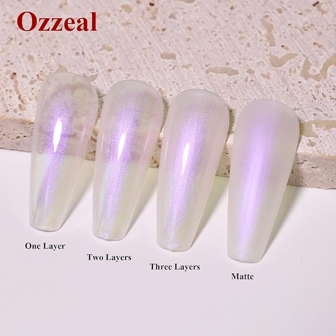 Pearl Gel Nail Polish, Light Purple Transparent Shimmer Shell Nail Gel Polish Glitter Mermaid Iridescent Pearlescent Sparkle Spring Summer Soak Off Led UV Manicure 15ML