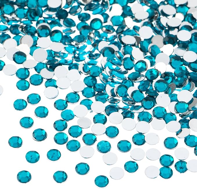 John Bead 2000 Pieces 4mm (SS16), Turquoise, Acrylic Round Flat Back Rhinestones for Jewelry Making, DIY Crafts, Nail Art, Face Makeup, Clothes