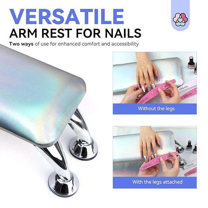 SAVILAND Arm Rest for Nails Tech Professional: 15.7" Full-Length Nail Arm Rest for Super-Comfort Big Nail Arm Rest with Microfiber Leather Mat Height Hand Pillow Cushion Nail Salon Manicure