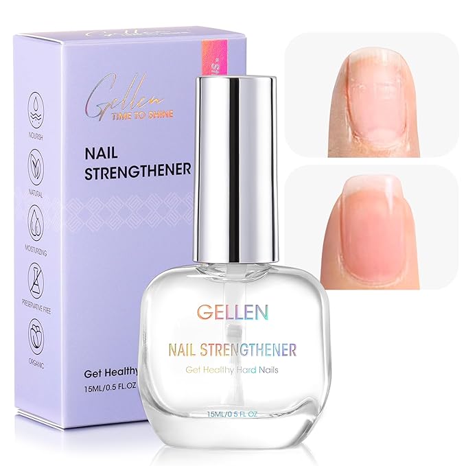 GELLEN Nail Strengthener, 8-In-1 Pro Care Strengthens & Protects Nails Growth Calcium Keratin Active Nourish Nail Repair Growth Treatment for Weak Nails, Air Dry Clear, Non-Polish, 15ml Unscented