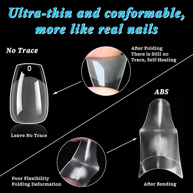 420pc Short Coffin Gel Nail Tips Clear Fake Nails,Clear Press on Nails Short Coffin Soft Gel Nail Tips Acrylic Nail Full Cover False Nail Artificial Fingernail for Nail Extension Press-ons