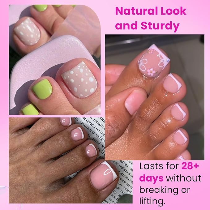 300 Pcs Soft Gel Toe Nail Tips, Short Fake Toenails Tips Square Half Cover No File Needed,Clear Press on Toenails Acrylic Polygel Toenail Tips 15 Wider Size Range (000-12)