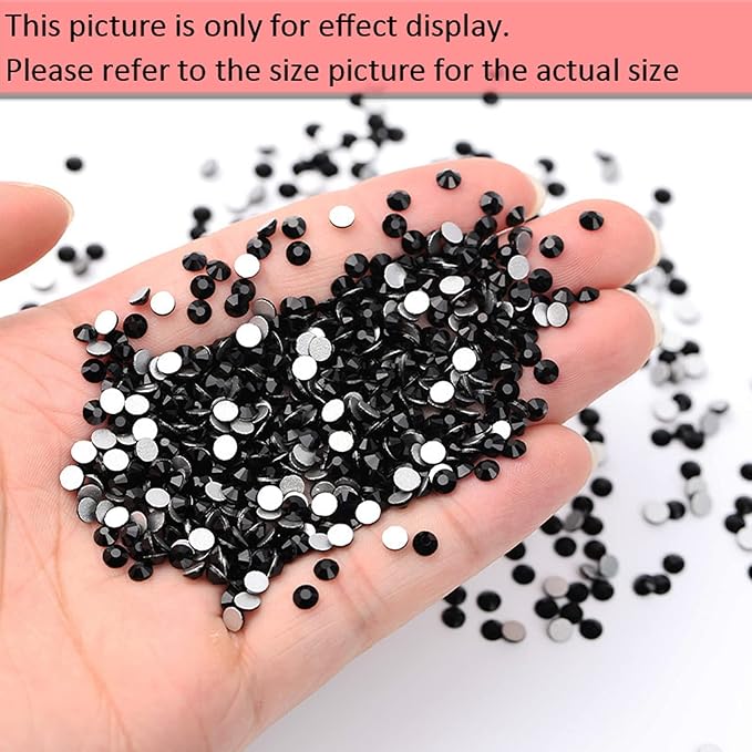 Dowarm 720pcs SS20 Flatback Crystals, 4.8MM Non-Hotfix Rhinestones for Crafts, Dance Costumes - Jet Black
